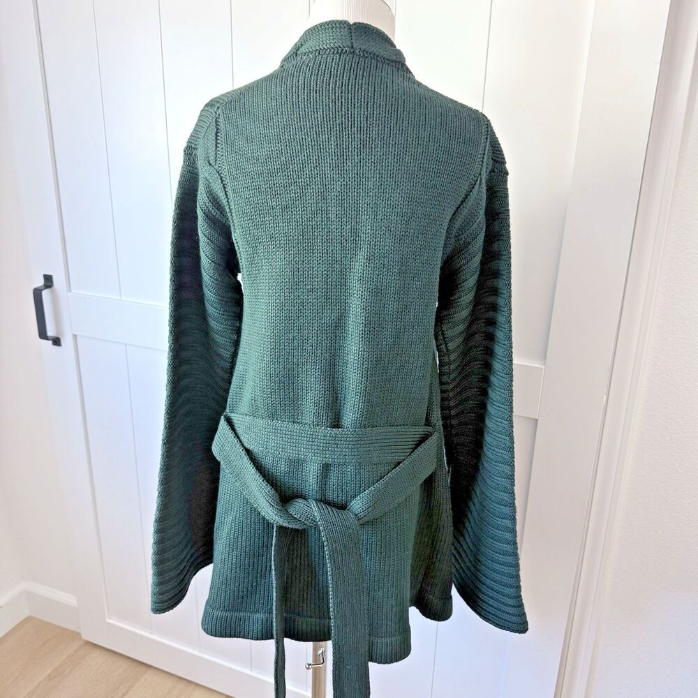 VTG Adrienne for SW1 Virgin Wool Longline Cardigan Quiet Luxury Inky Green 80s S - Picture 2 of 16
